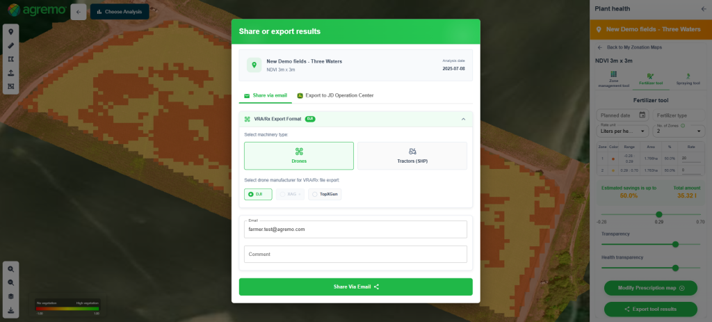 Export Prescription map to JDOC, XAG, DJI, TopXgun, and EAvision