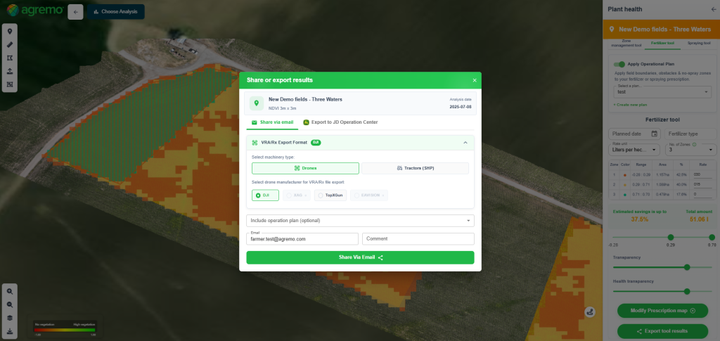 Export NDVI results Export NDVI results
