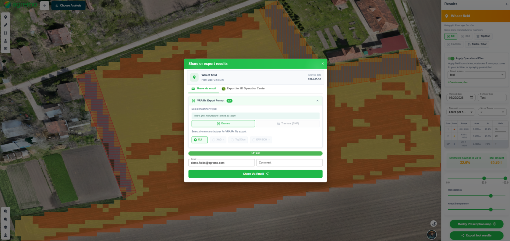 Export prescription map