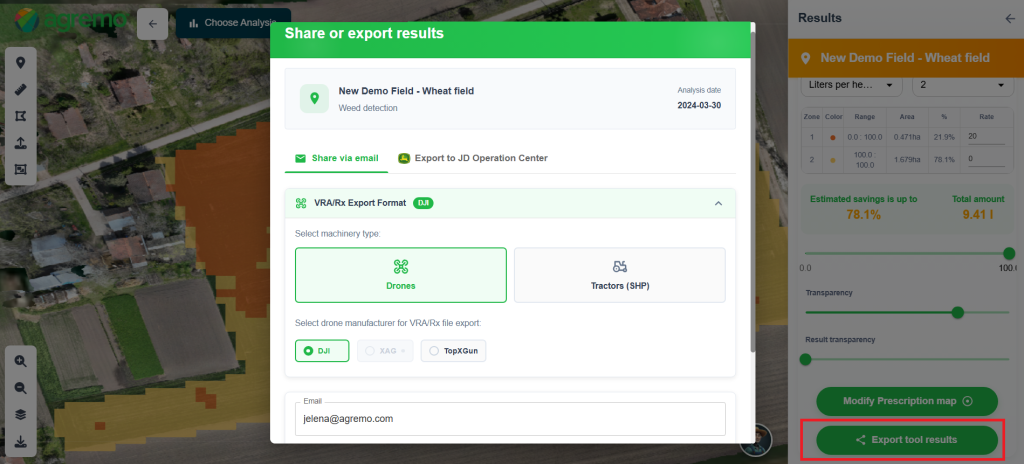 Agremo export Prescription map