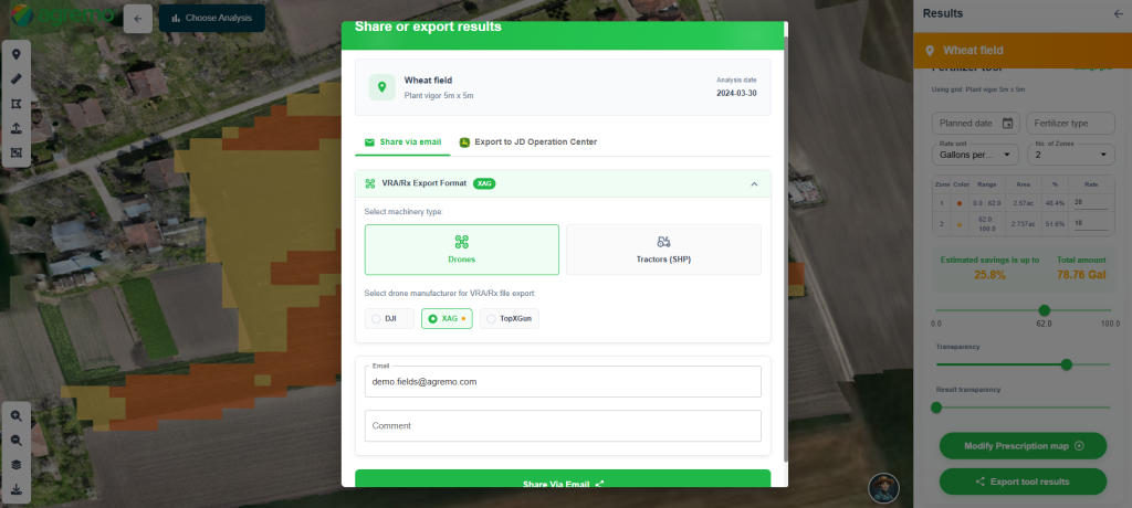 Agremo Prescription map - Export to XAG 