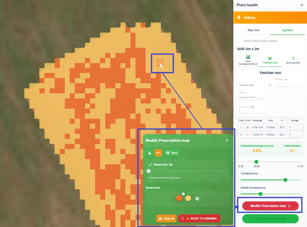 Modify zones Modify zones